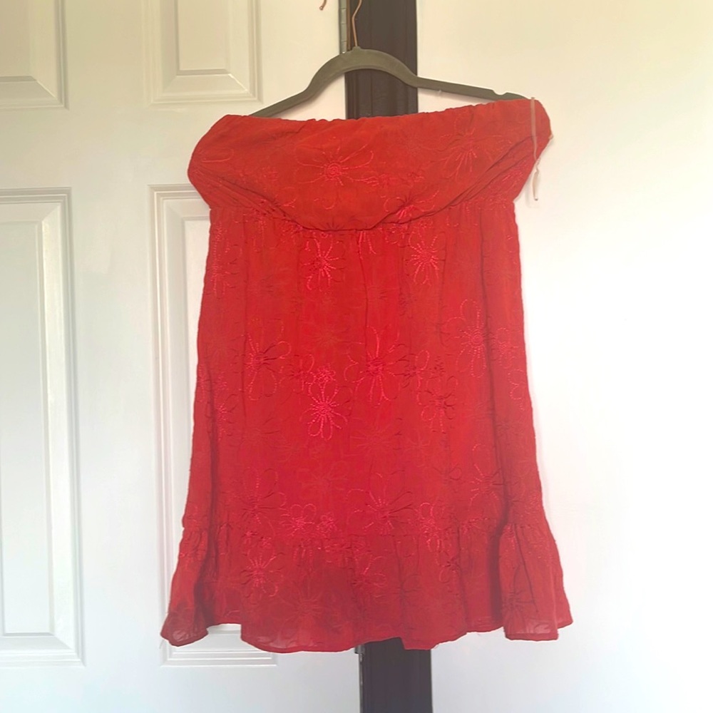 Orange strapless dress